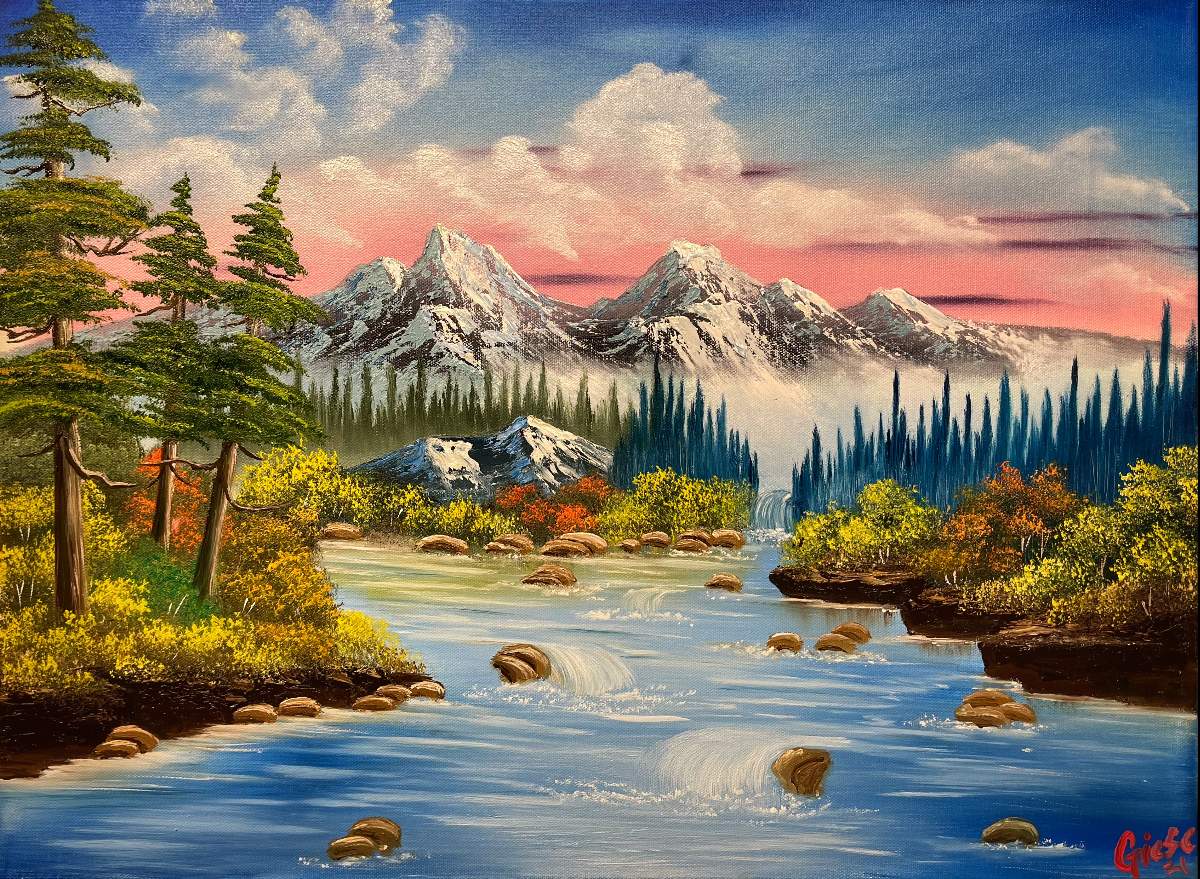 Bubbling Stream Bob Ross Art Paint By Numbers - Canvas Paint by numbers