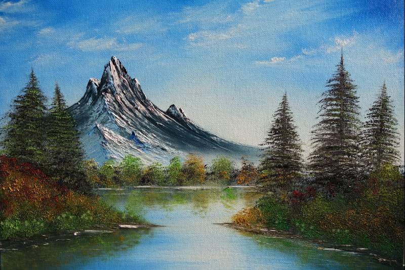 Mountain Reflections. Painting #4. Bob Ross Painting Binge Continues. - Home