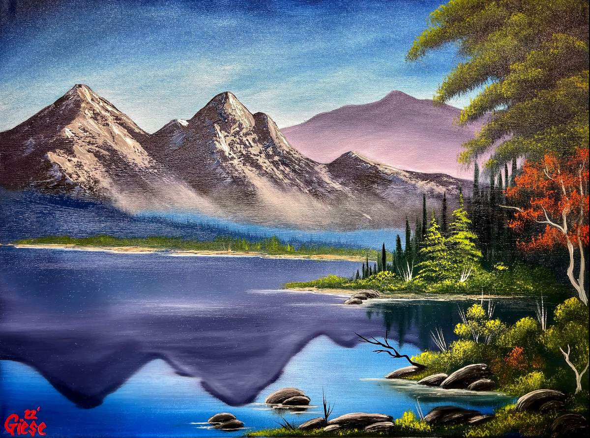 Mountain Reflections. Painting #4. Bob Ross Painting Binge Continues. - Home