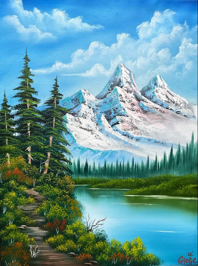 Bob Ross Paint-alongs - Distant Mountains by WirayudaG on DeviantArt