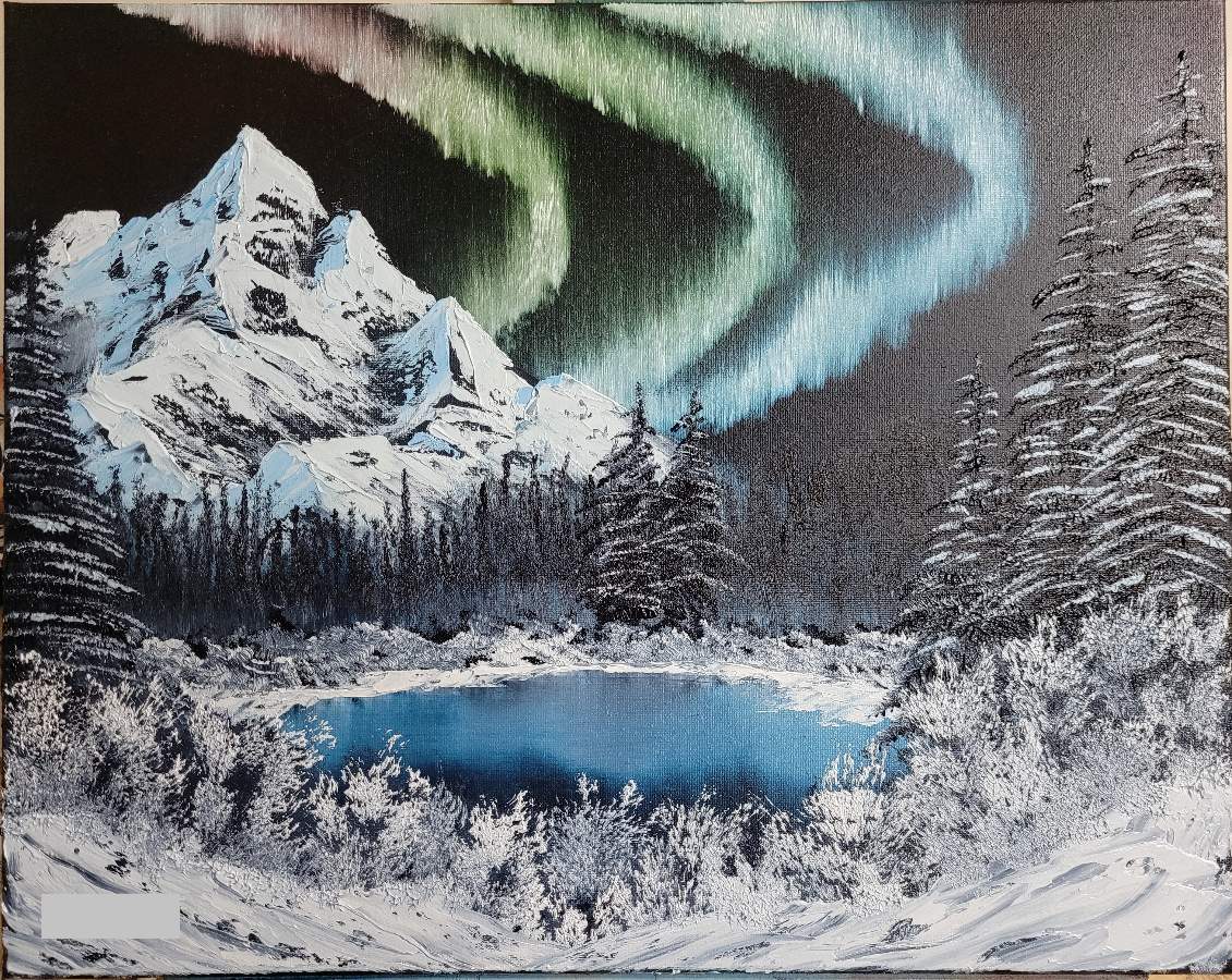 Bob Ross Signed Original Northern Lights Painting