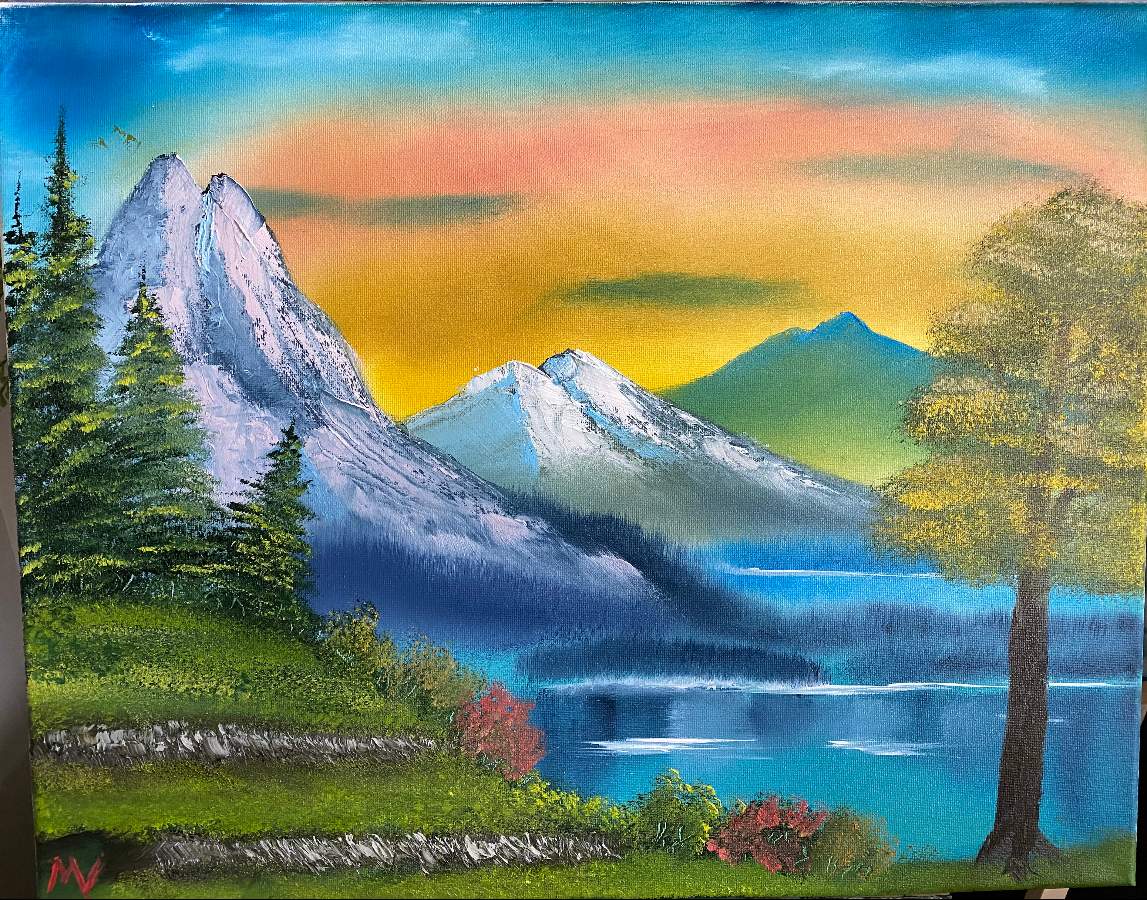 Mountains Oil Pastel Drawing