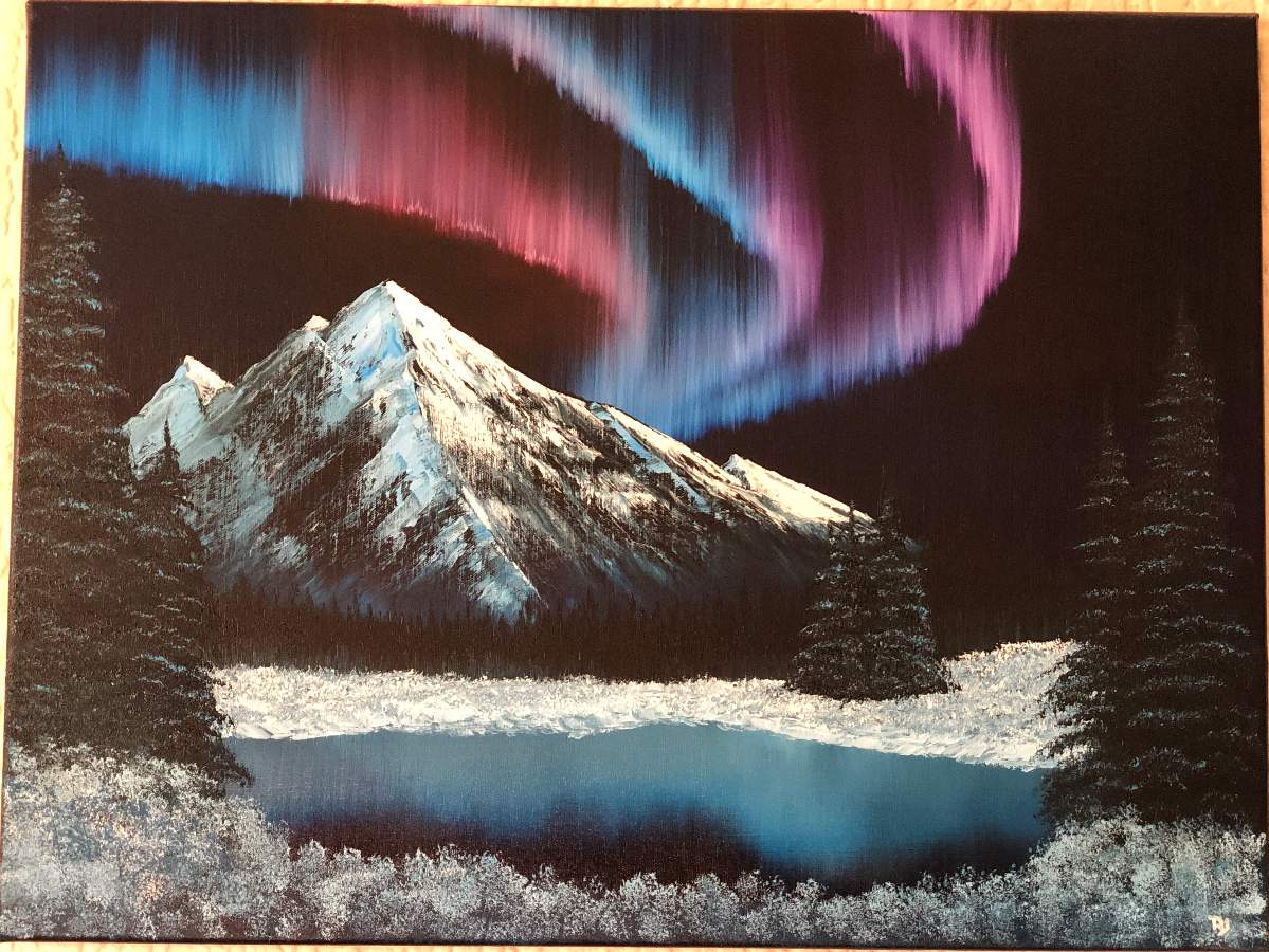 Bob Ross Signed Original Northern Lights Painting