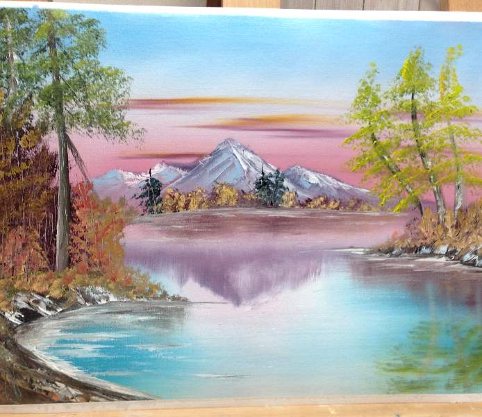 Mountain Reflections. Painting #4. Bob Ross Painting Binge Continues. - Home