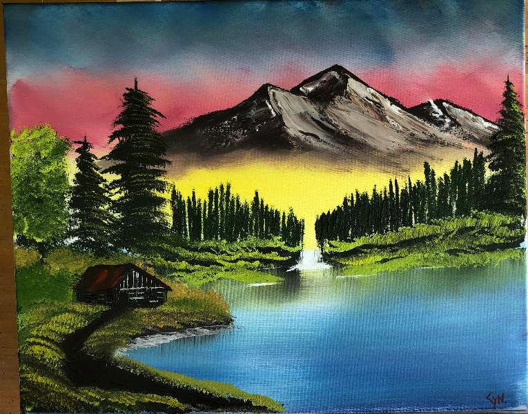 Mountain Retreat Bob Ross - Paint By Numbers - Painting By Numbers