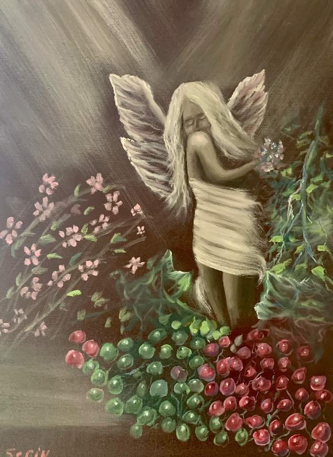 angel-with-grapes