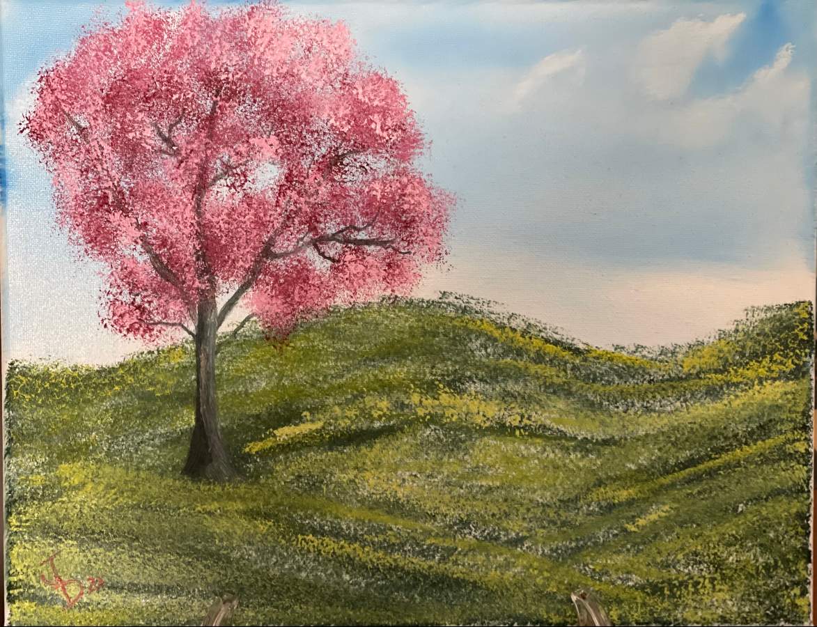 Cherry Blossom painting with HappyTreesArt by Bram