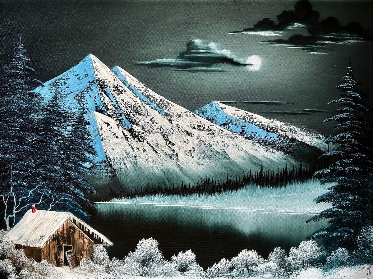 Bob Ross Winter Night Scene