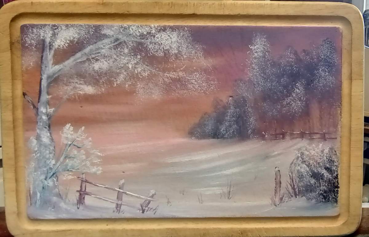 Painting on chopping board