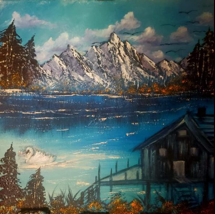 Mountain Cabin In Blue