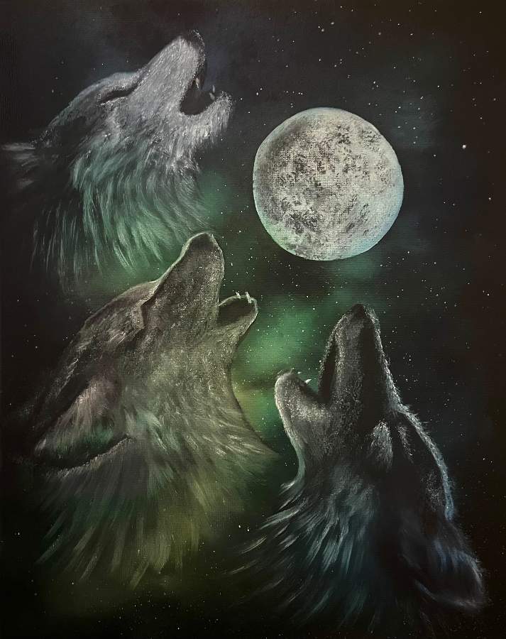 draft Discourage Munching 3 wolves howling at the moon Suppose ferry ...