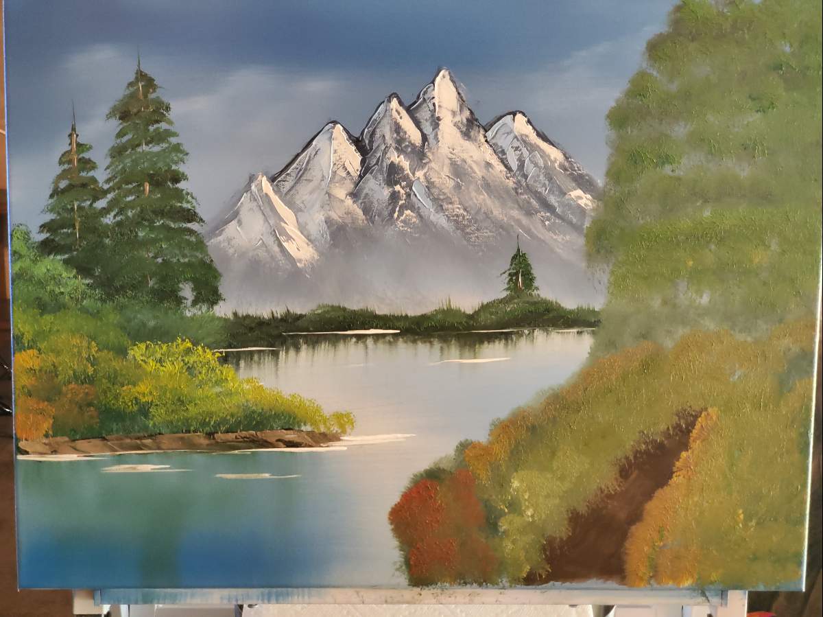 My GF and I tried our 1st ever Bob Ross painting tutorial! How did we do? :  r/HappyTrees