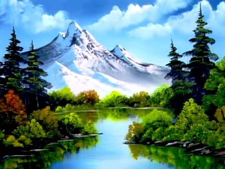 Mountain Reflections. Painting #4. Bob Ross Painting Binge Continues. - Home