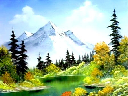 A Bob Ross painting called Meadow Lake