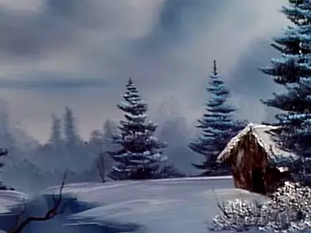 Following A Bob Ross Painting/ 3 Color Painting Challenge/Easy snowy winter  scenery painting 